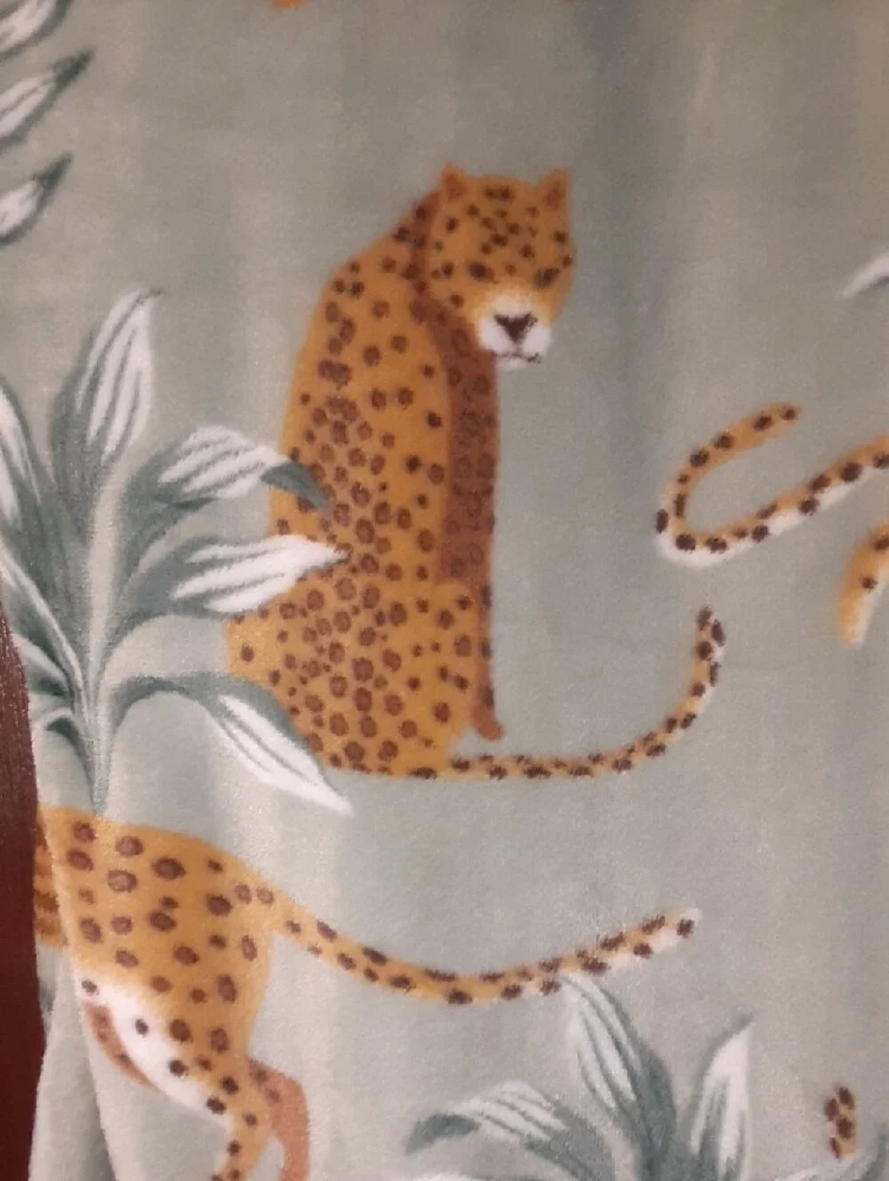 Deborah Connolly Throw Blanket - Green with Cheetah Print